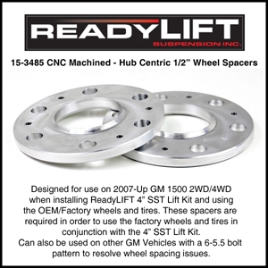 ReadyLift GM 1500 1/2 Inch Billet Aluminum Wheel Spacers -- 15-3485