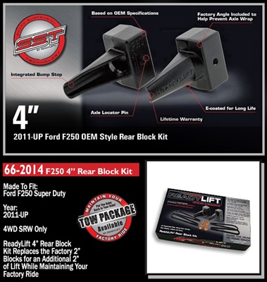 2011-2016 Ford F250 4WD ReadyLift 4 Inch Rear Block Kit -- 66-2014