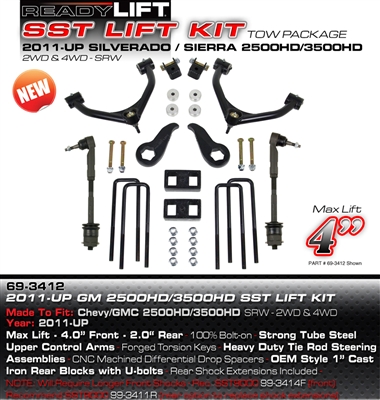 ReadyLift SST Lift Kit 2011-2016 3.5"-4" Front/ 2" Rear GM 2500/3500HD SRW 2WD/4WD -- 69-3412