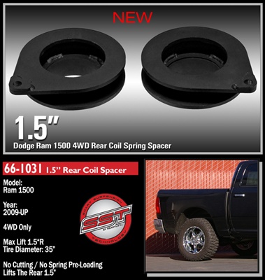 Dodge Ram 1500, 2009-2016, 4WD Only - 1.5" Rear Coil Spacer -- 66-1031