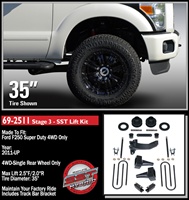 2011-2016 Ford F250 4WD Stage 3 2.5" Front, 2.0" Rear SST Lift Kit -- 69-2511
