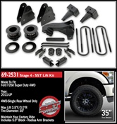 2011-2016 Ford F250/F350 4WD 3.5"F/1.5"-3.0"R (for trucks w/ two-piece drive shaft) SST Lift Kit -- 69-2531