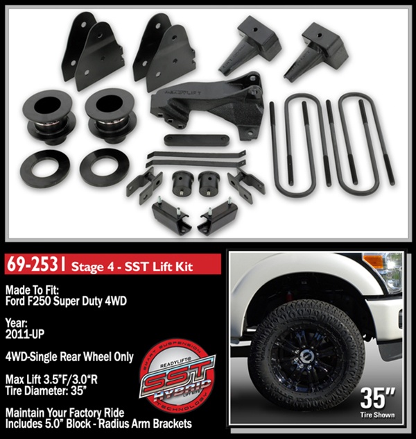 Ford F250 F350 Super Duty Complete Level Lift Kit 4WD 3.5/" Front Spacers 2/" R