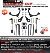 2011-2016 3.5"-4" Front/2" Rear GM 2500/3500HD SRW 2WD/4WD SST Lift Kit -- 69-3412