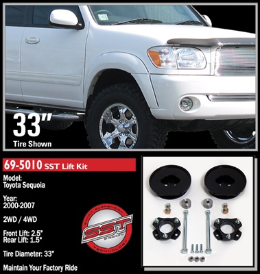 2001-2007 Toyota Sequoia 2WD/4WD 2.5" Front, 1.5" Rear Leveling Kit -- 69-5010