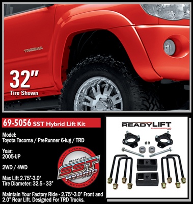 ReadyLift 2005-2012 Toyota Tacoma and PreRunner 2.75"-3.0" Front, 2" Rear Lift Kit -- 69-5056