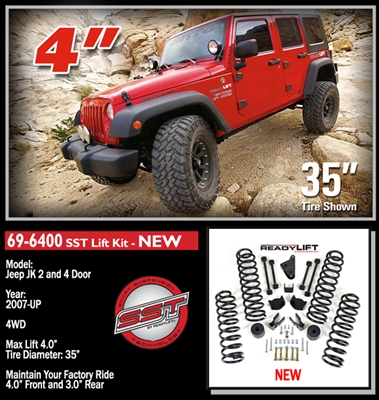 ReadyLift Jeep Wrangler JK 2D/4D 2007-2016, 4.0" SST Mild Lift Kit -- 69-6400